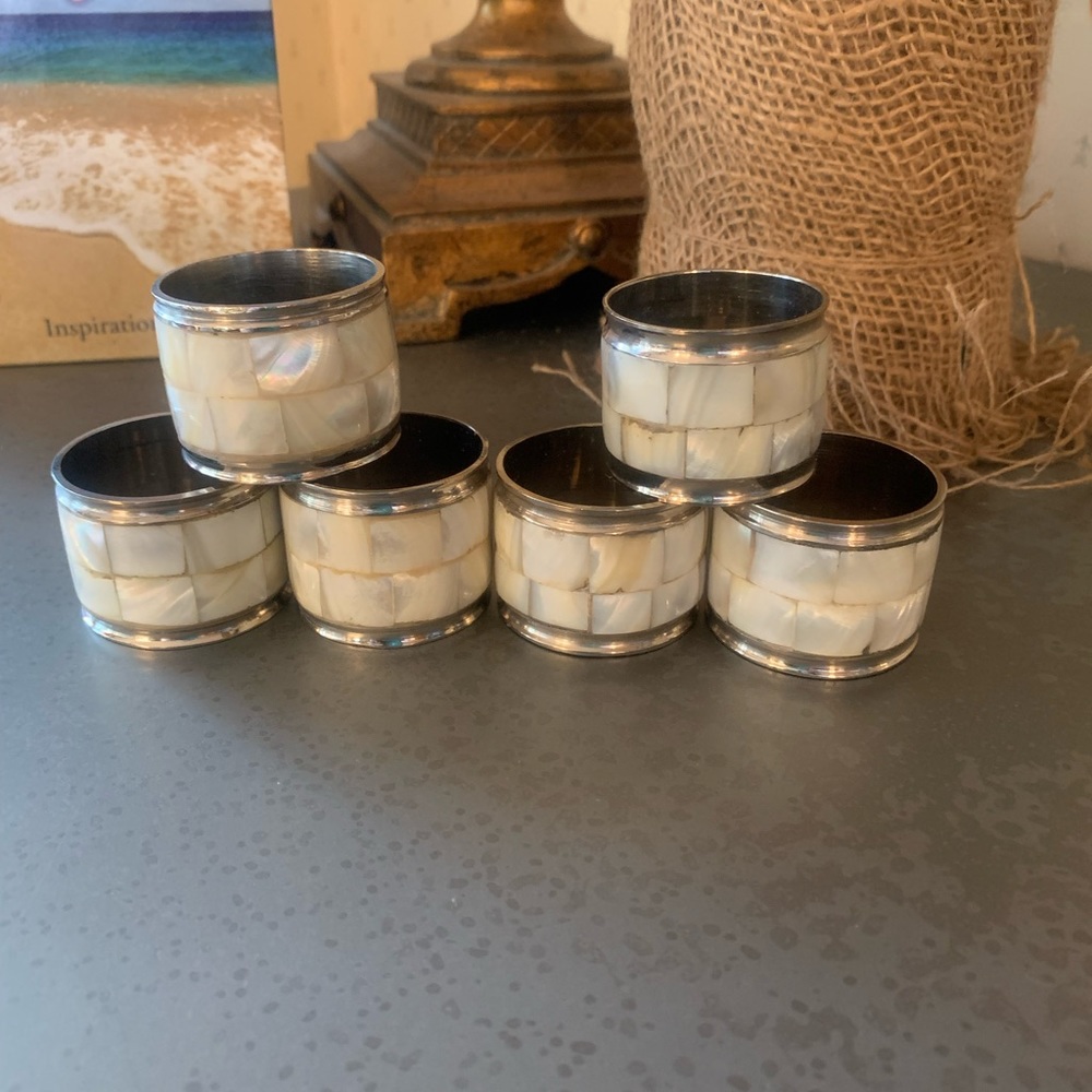 VINTAGE, Mother Of Pearl napkin rings, sold as 1 set of 6.